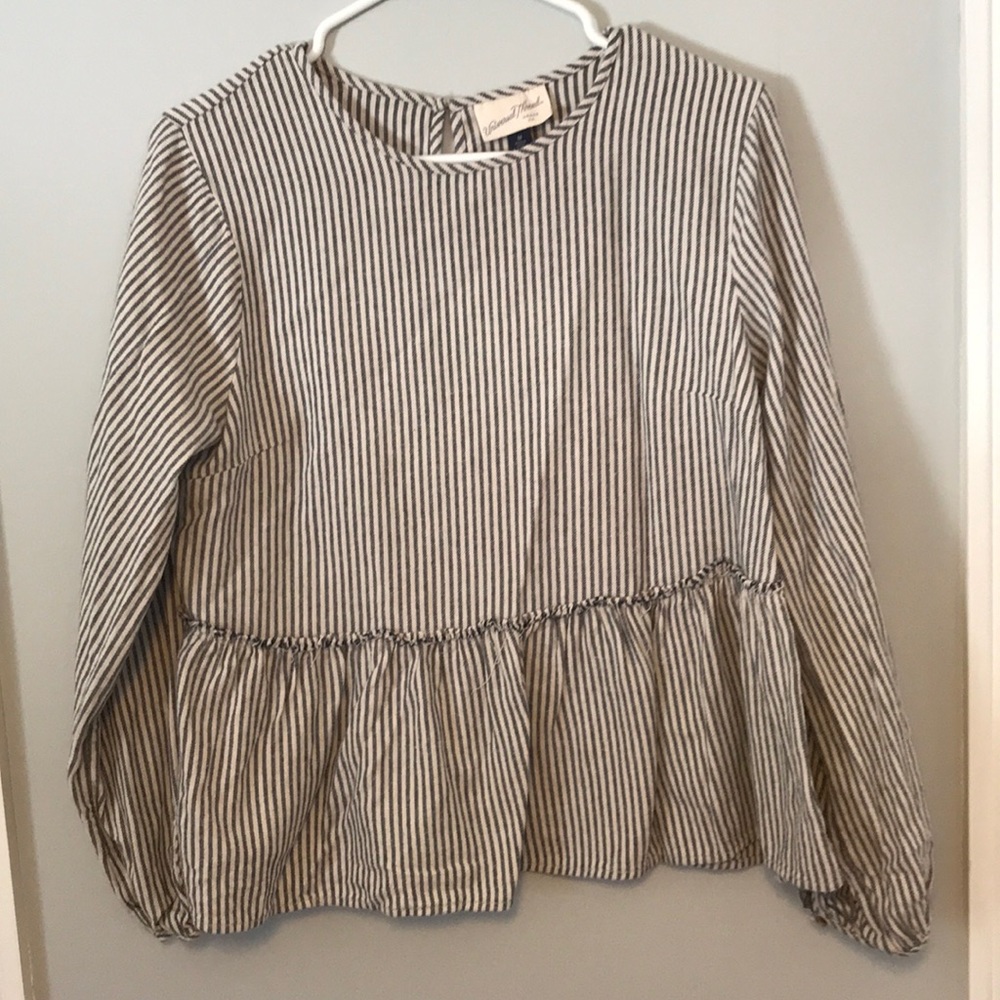 Soft striped button back blouse